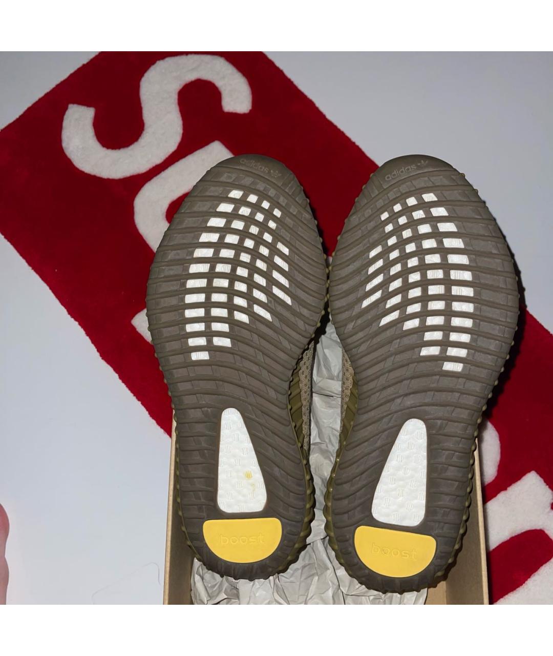 ADIDAS YEEZY Коричневые текстильные низкие кроссовки / кеды, фото 6