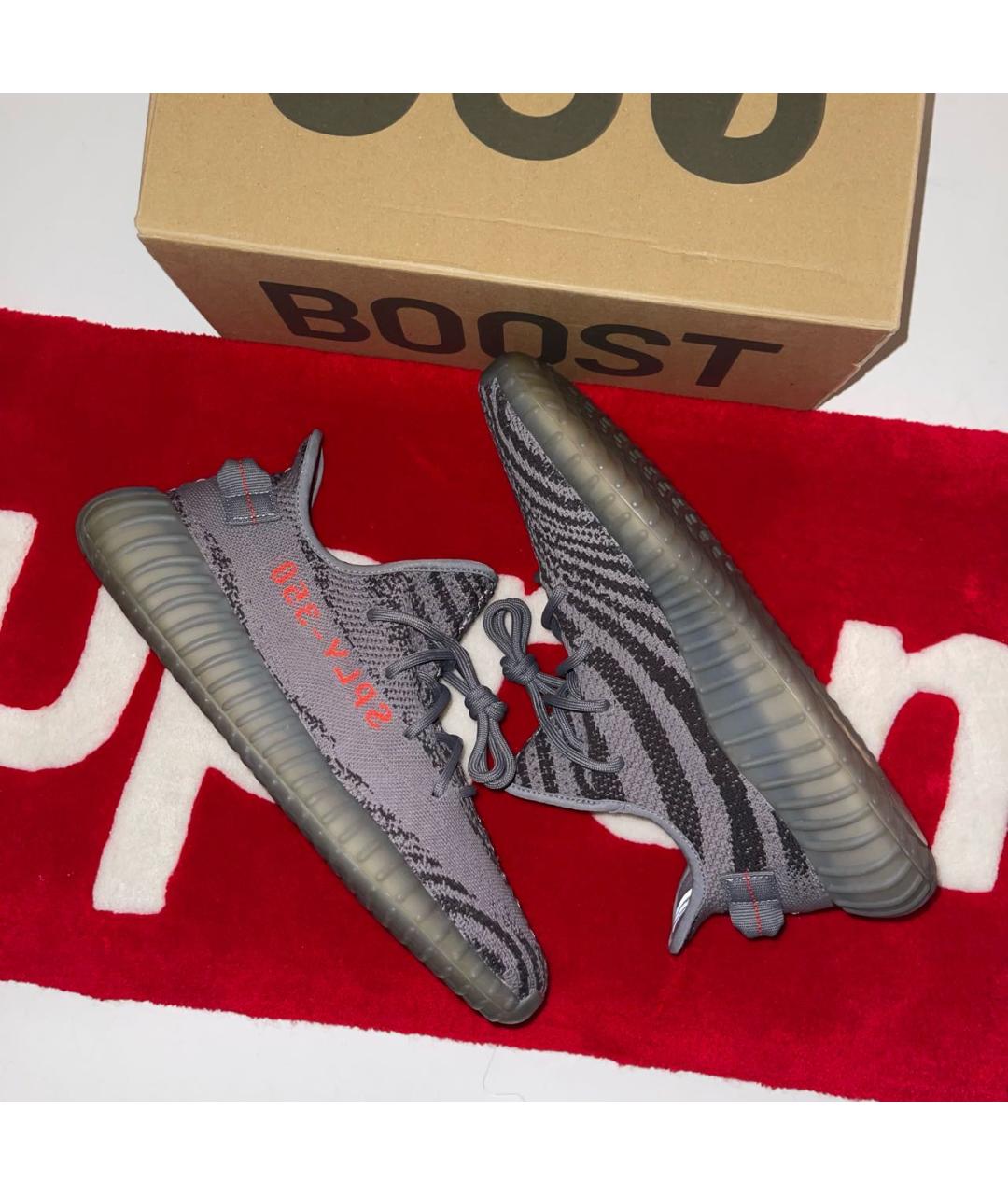 ADIDAS YEEZY Серые текстильные низкие кроссовки / кеды, фото 4