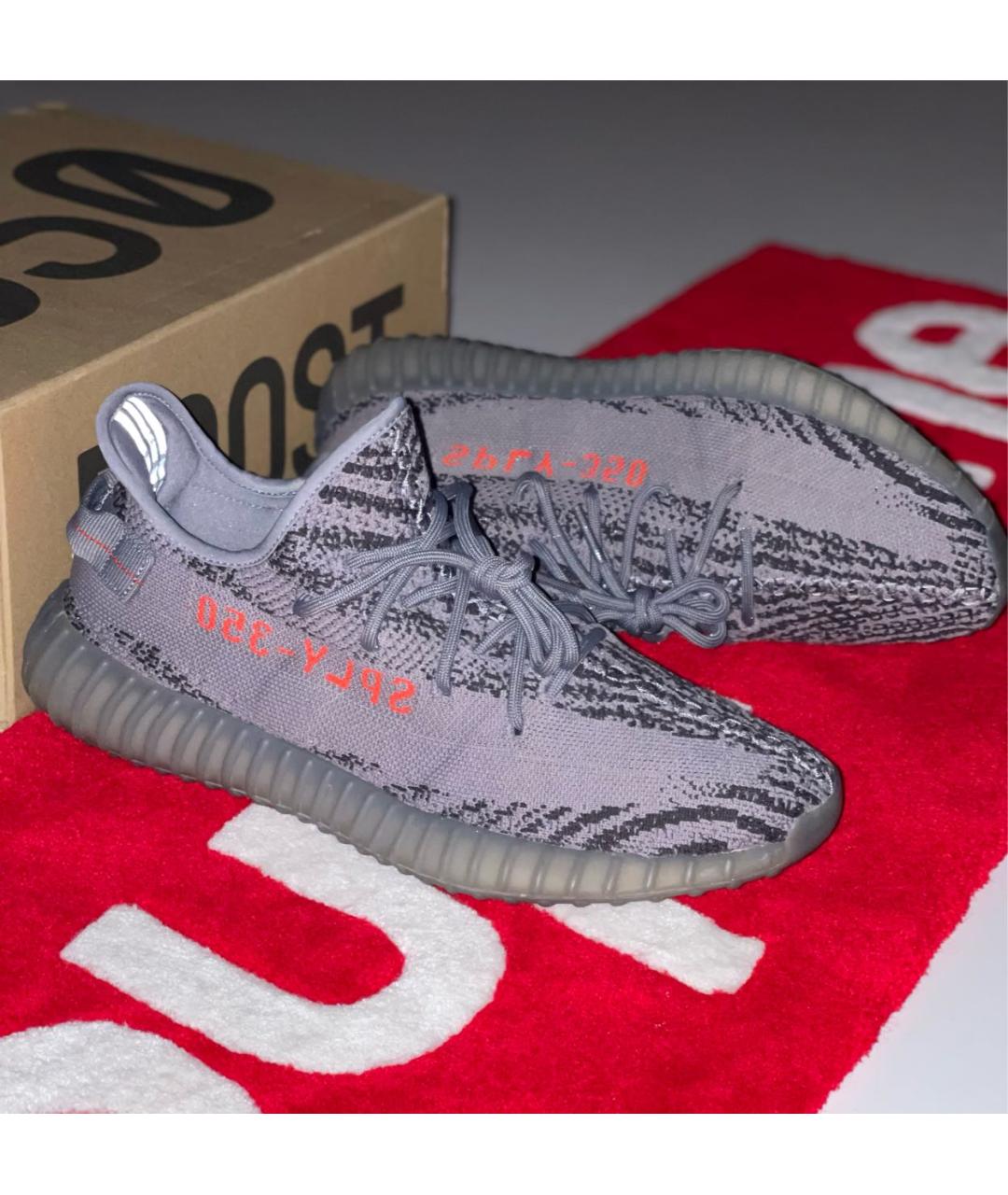 ADIDAS YEEZY Серые текстильные низкие кроссовки / кеды, фото 3