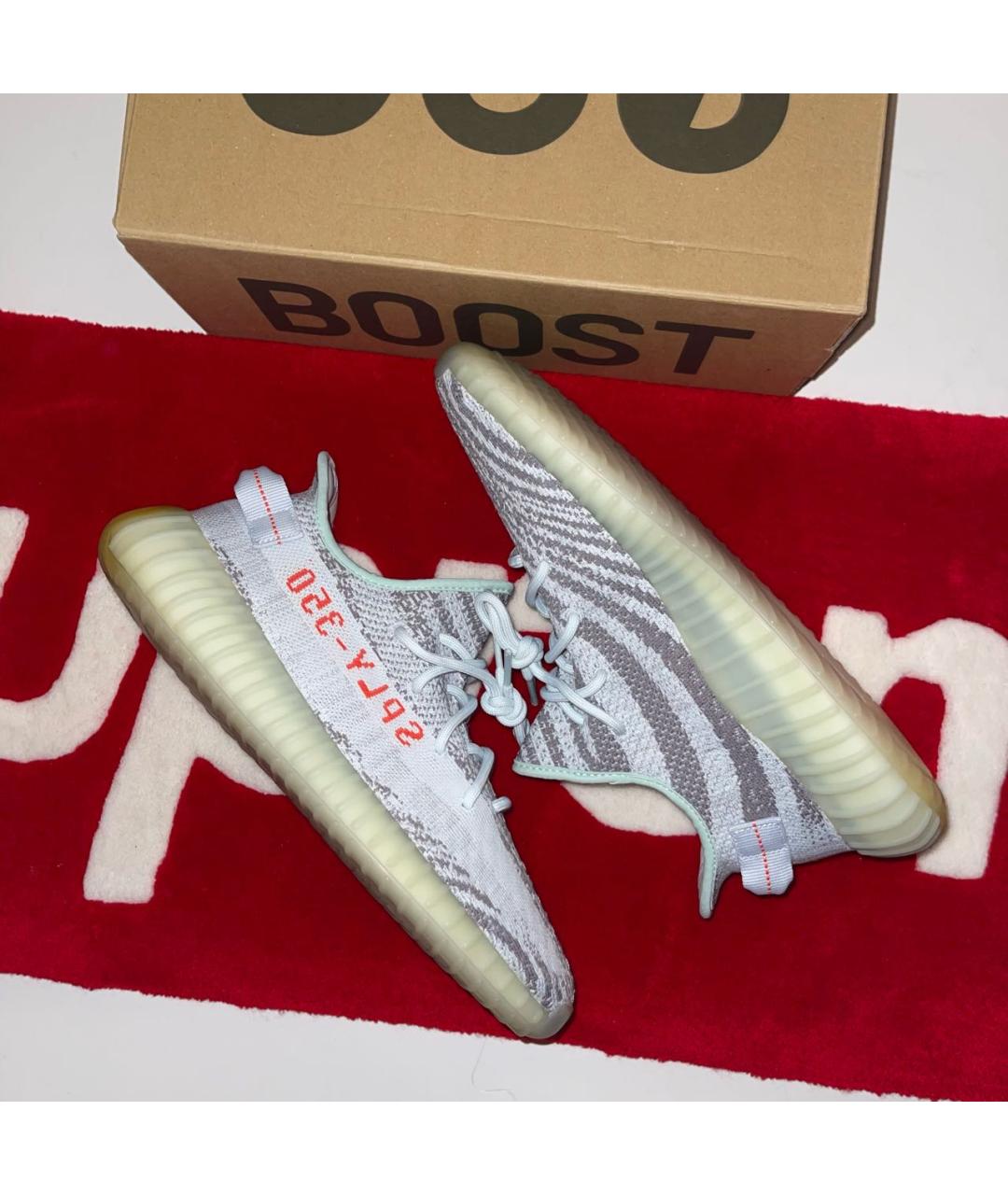 ADIDAS YEEZY Голубые текстильные низкие кроссовки / кеды, фото 4