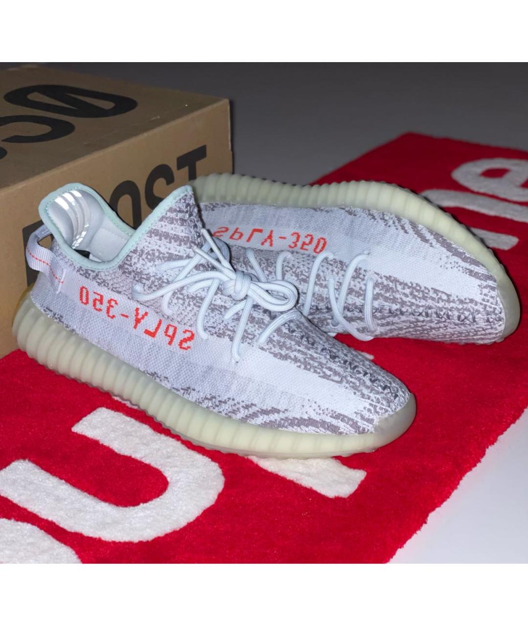 ADIDAS YEEZY Голубые текстильные низкие кроссовки / кеды, фото 3