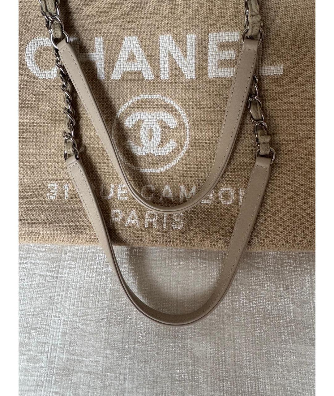 CHANEL Бежевая тканевая пляжная сумка, фото 8