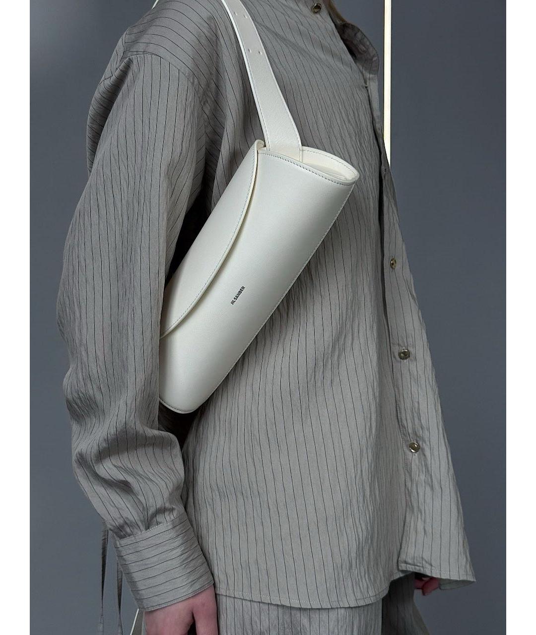 JIL SANDER Бежевая кожаная сумка через плечо, фото 3