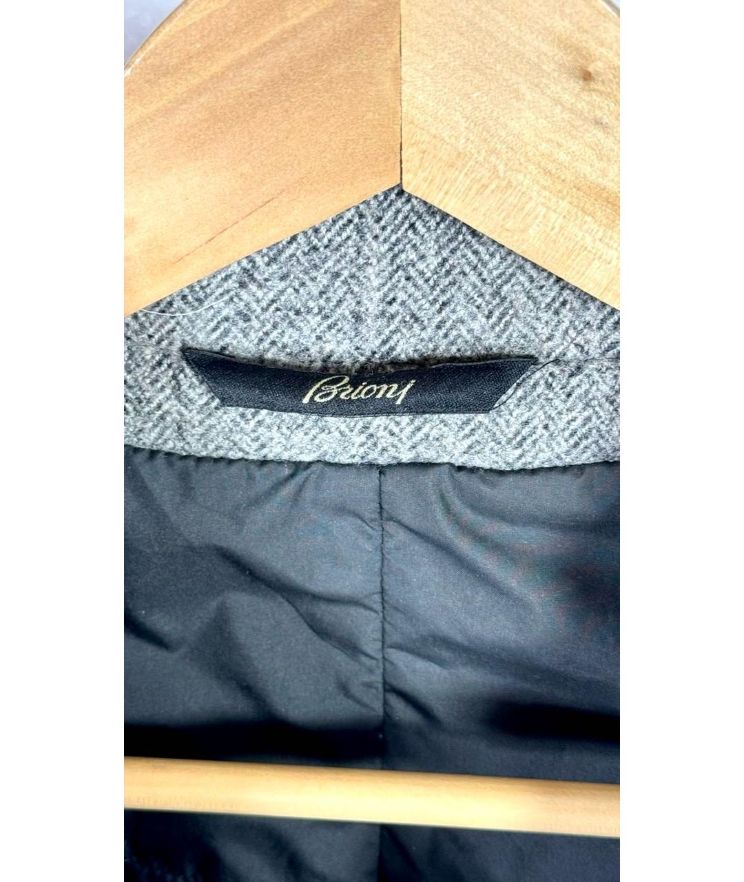 BRIONI Серое шерстяное пальто, фото 3