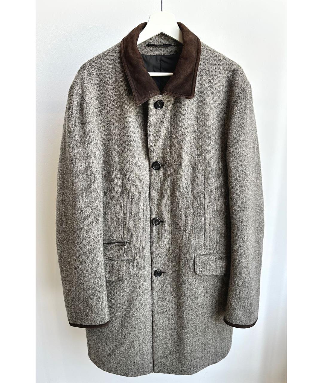 BRIONI Серое шерстяное пальто, фото 2