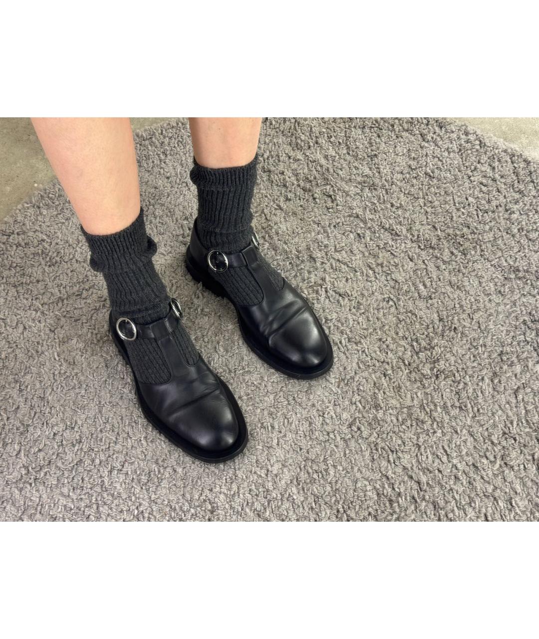 JIL SANDER Черные кожаные лоферы, фото 6