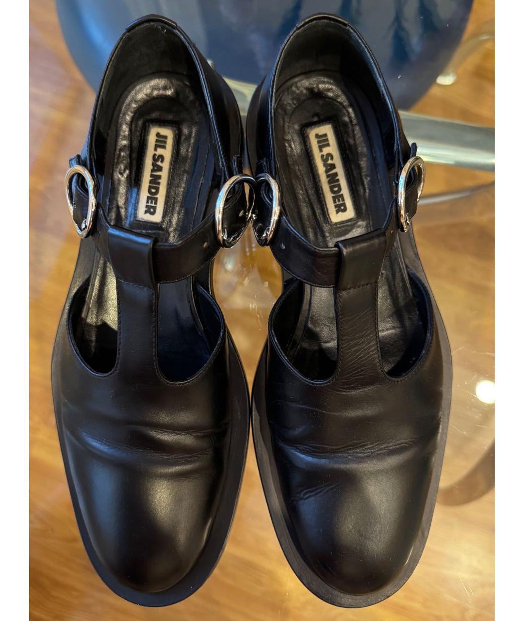 JIL SANDER Черные кожаные лоферы, фото 8