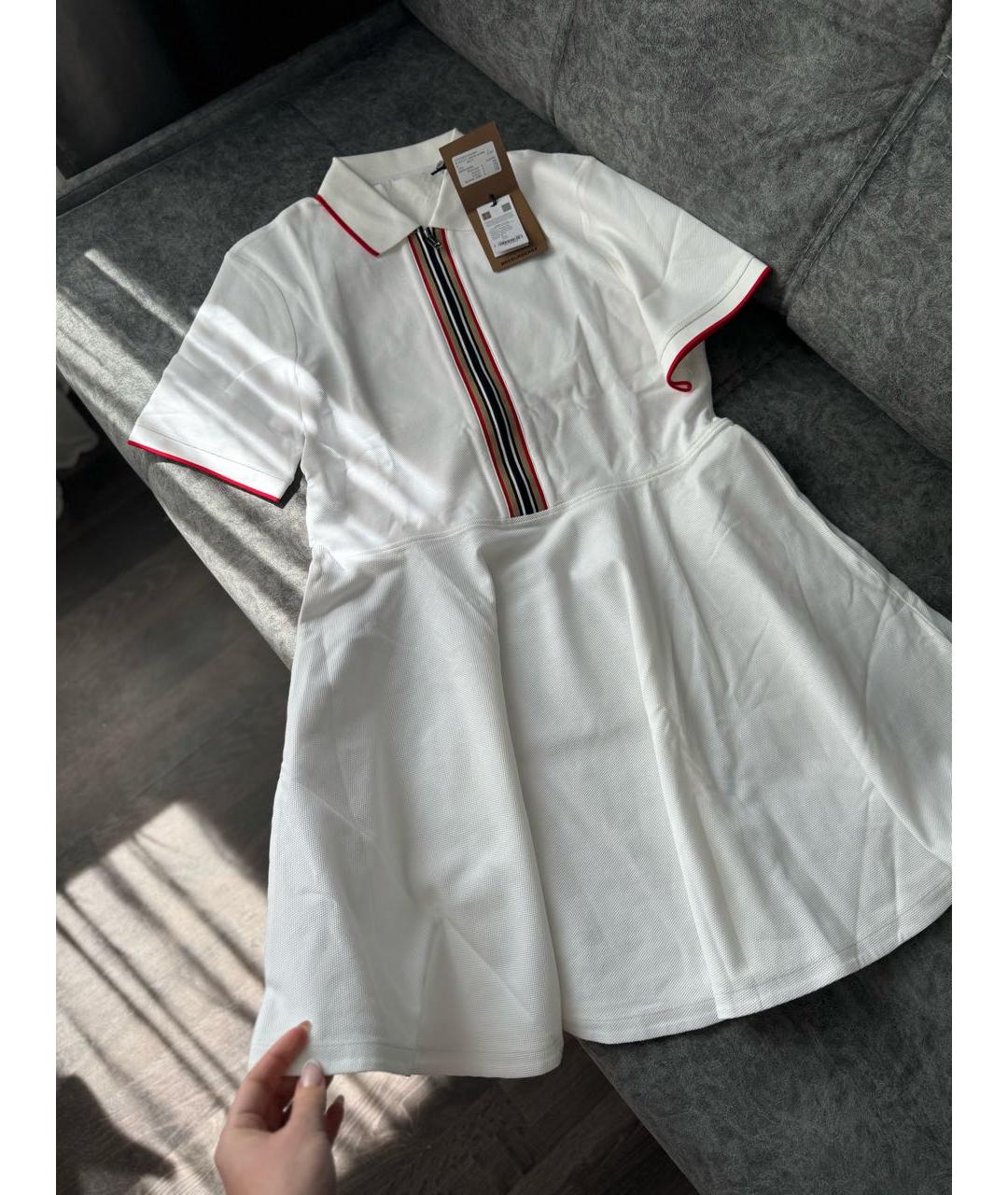 BURBERRY Белое хлопковое повседневное платье, фото 2