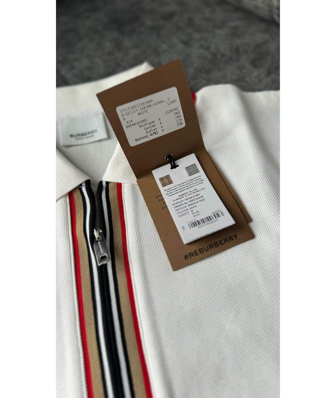 BURBERRY Белое хлопковое повседневное платье, фото 5