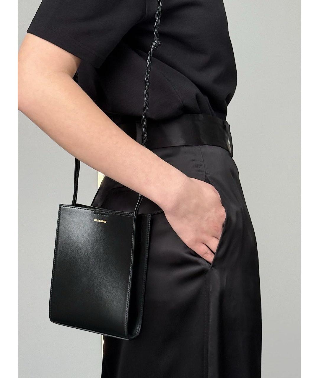JIL SANDER Черная кожаная сумка через плечо, фото 4