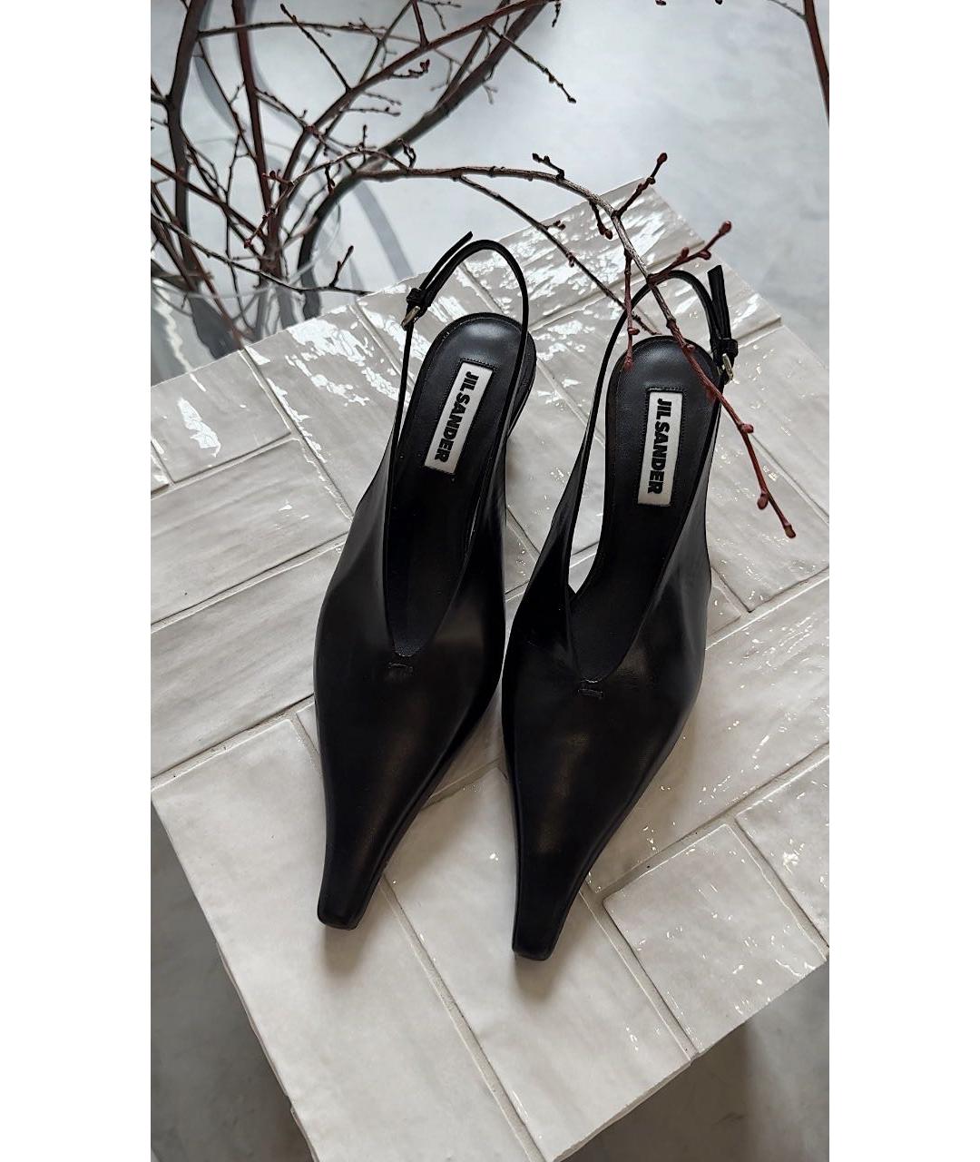 JIL SANDER Черные кожаные туфли, фото 3