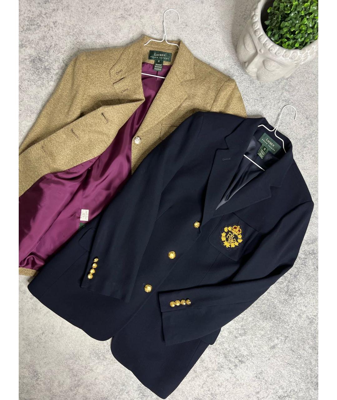 RALPH LAUREN Темно-синий шерстяной жакет/пиджак, фото 8