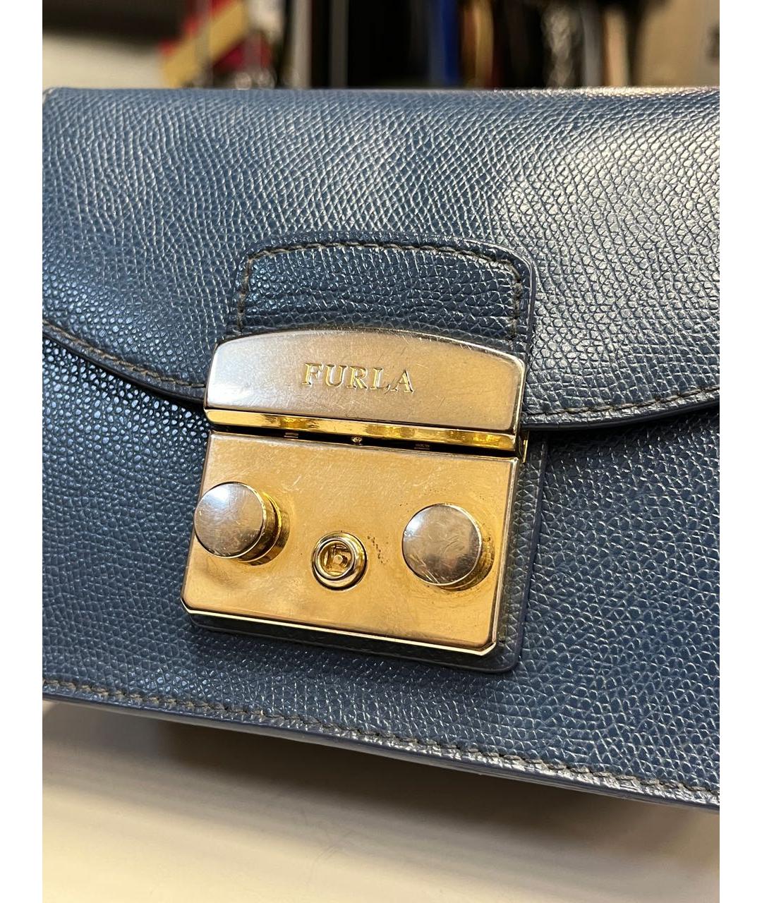 FURLA Синяя кожаная сумка через плечо, фото 4