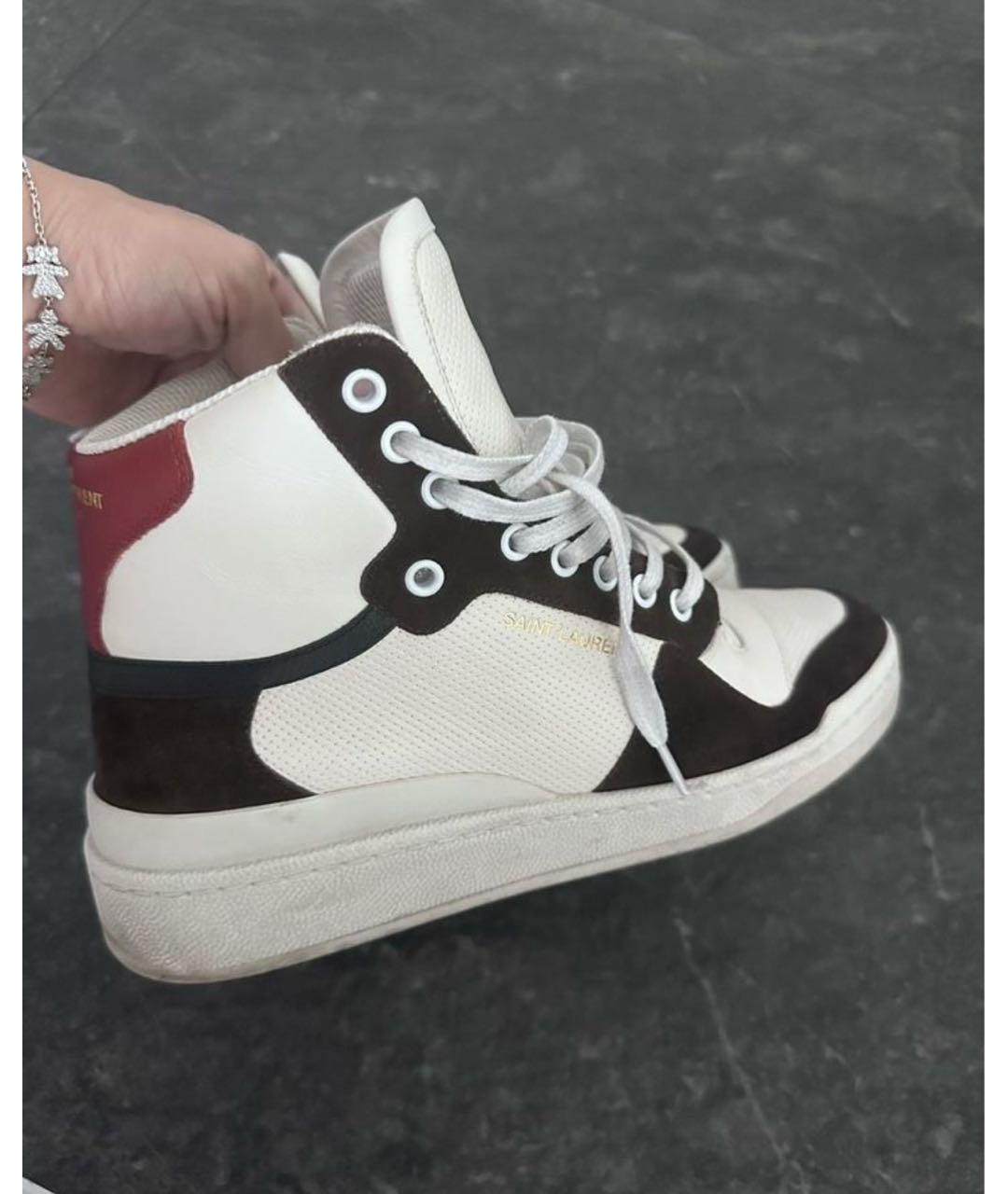 SAINT LAURENT Бежевые кожаные кеды, фото 8