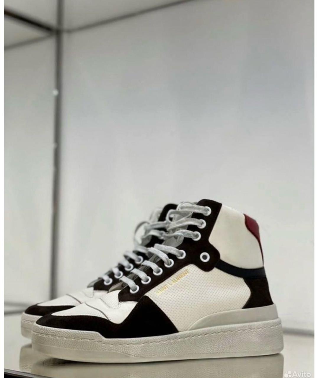 SAINT LAURENT Бежевые кожаные кеды, фото 2