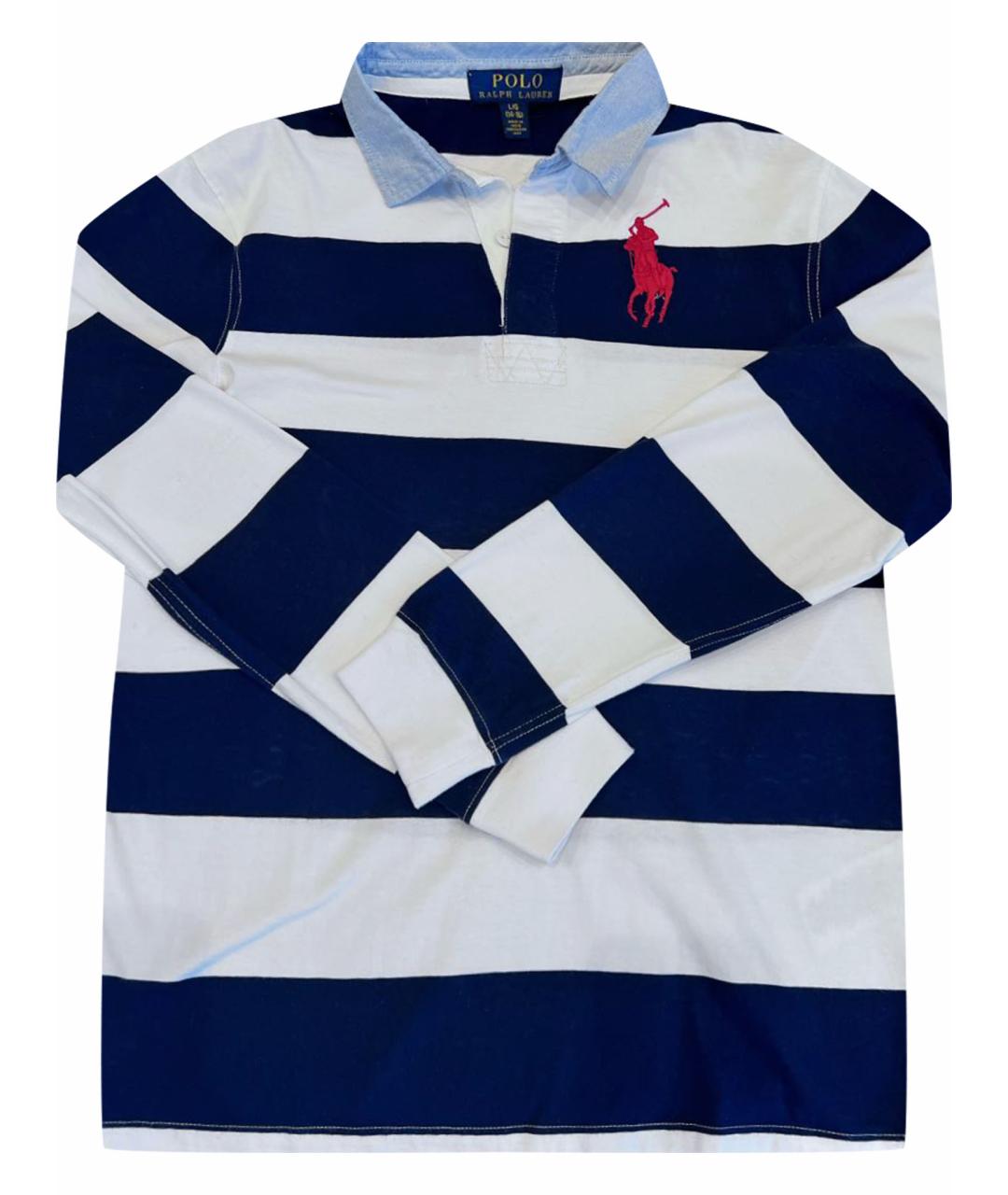 POLO RALPH LAUREN Белое хлопковое поло с длинным рукавом, фото 1
