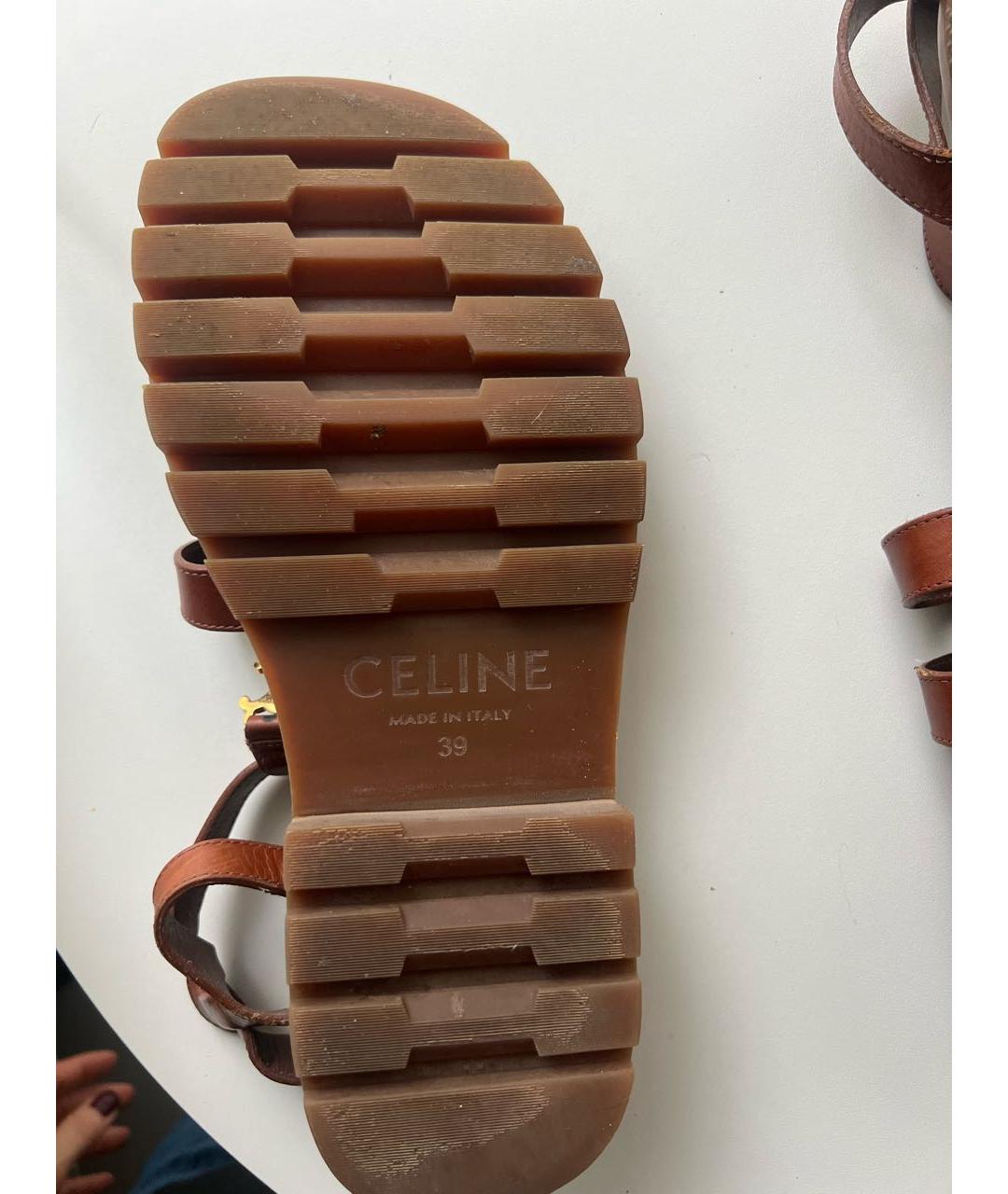 CELINE Коричневые кожаные сандалии, фото 7