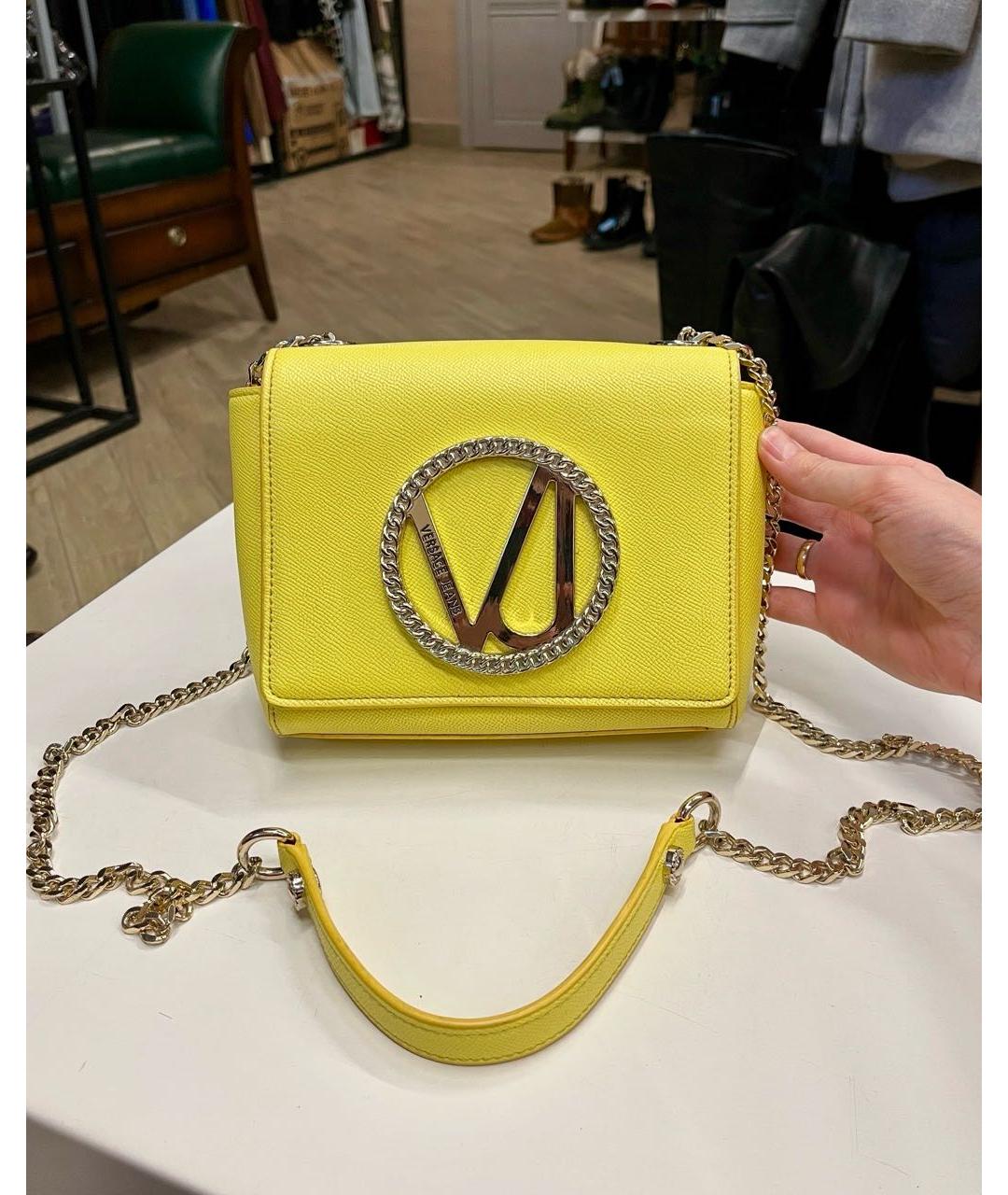 VERSACE Желтая сумка через плечо из искусственной кожи, фото 9