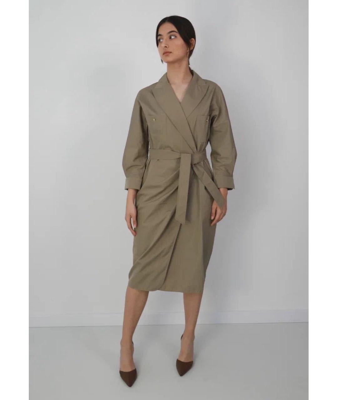 MAX MARA Зеленые хлопковое повседневное платье, фото 6