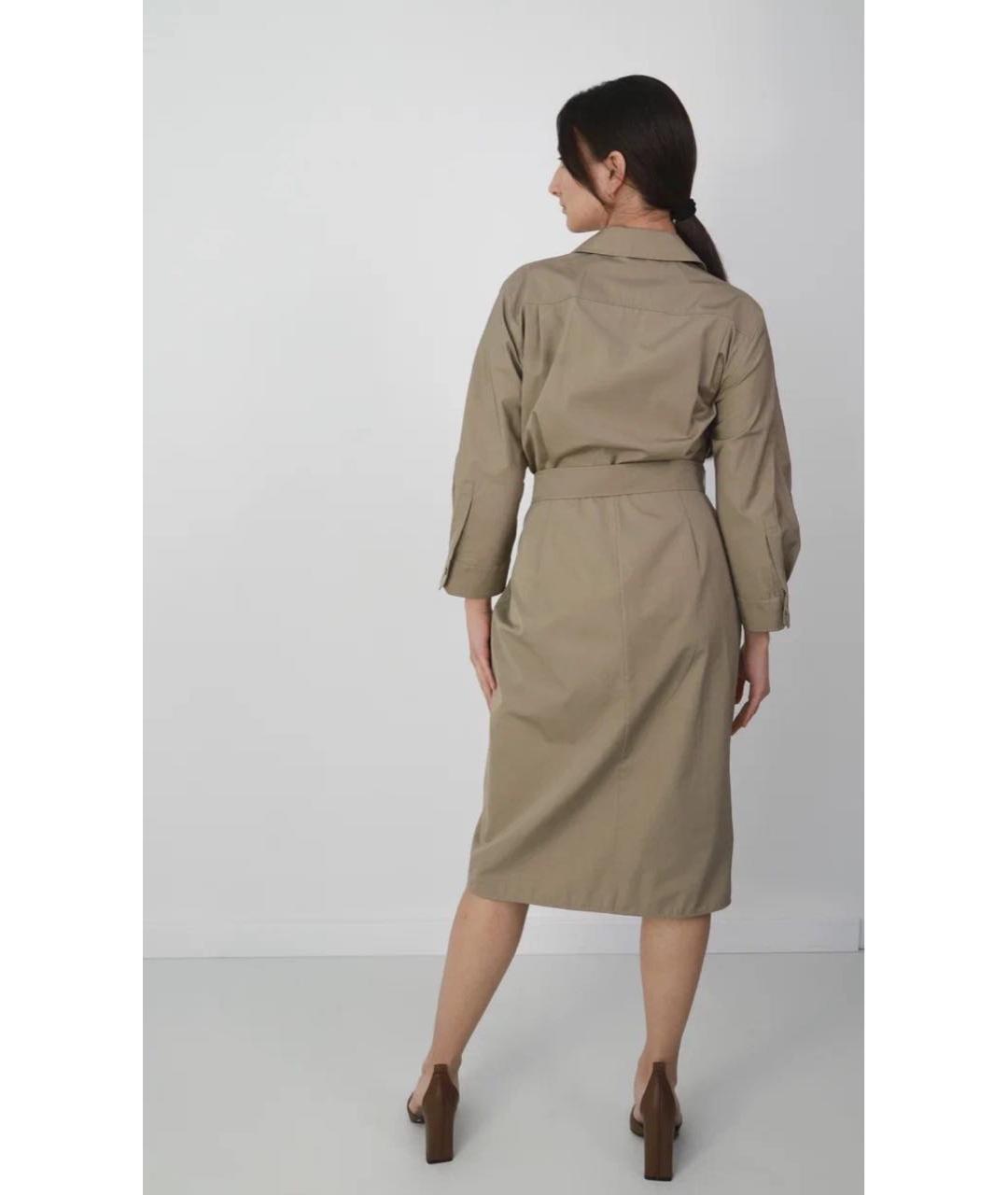 MAX MARA Зеленые хлопковое повседневное платье, фото 2