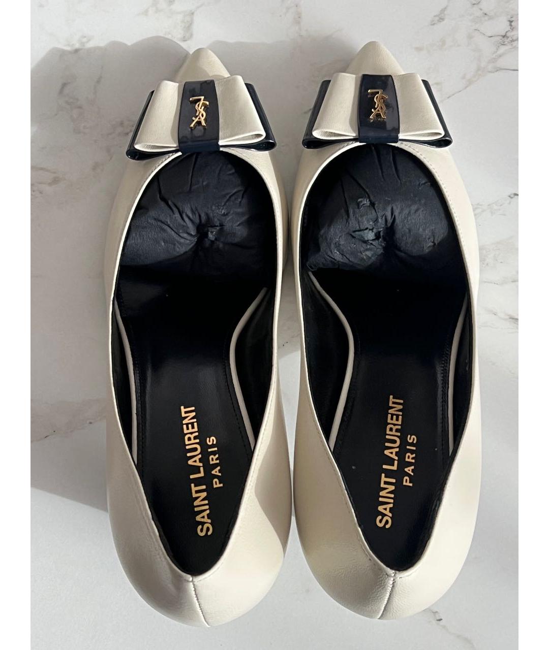 SAINT LAURENT Бежевые кожаные туфли, фото 3