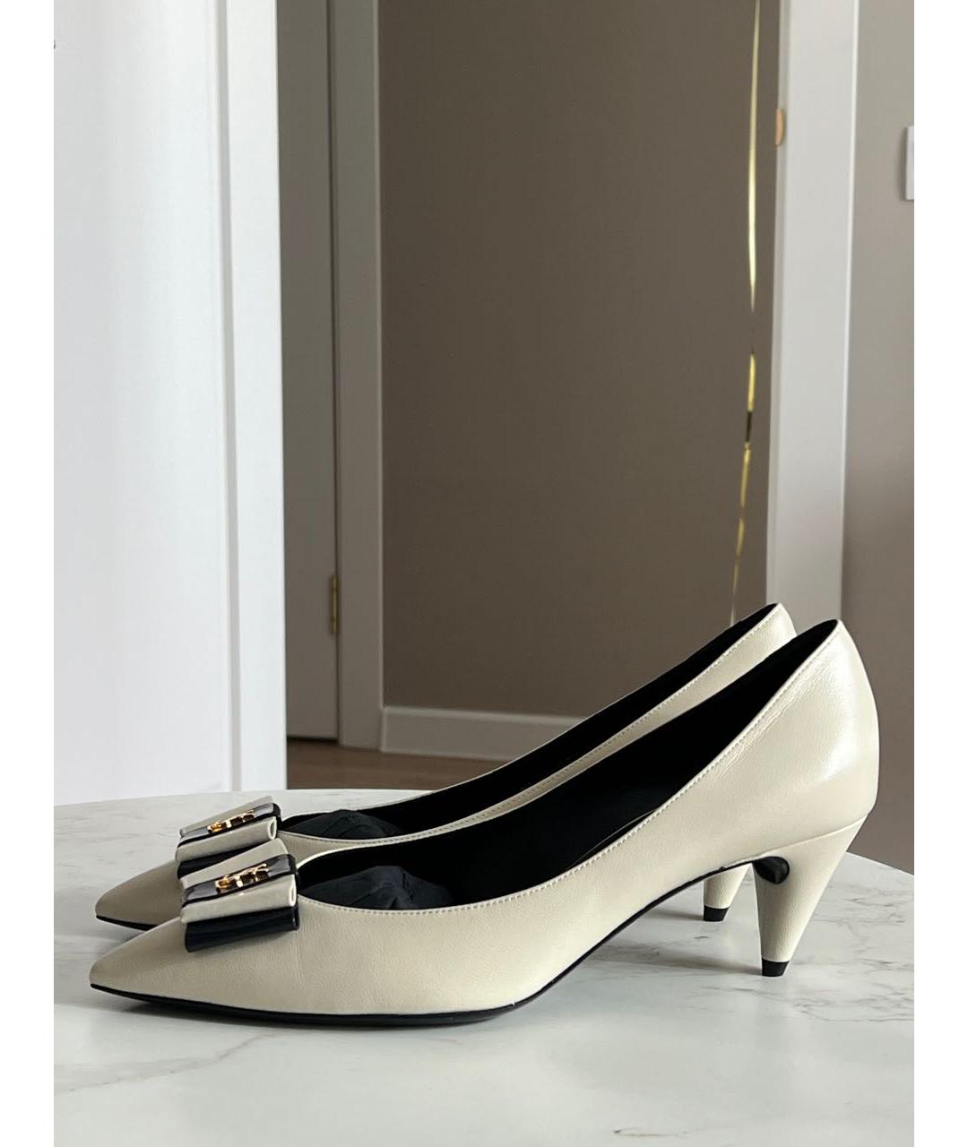 SAINT LAURENT Бежевые кожаные туфли, фото 9