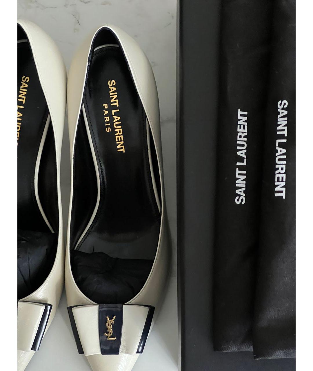 SAINT LAURENT Бежевые кожаные туфли, фото 5