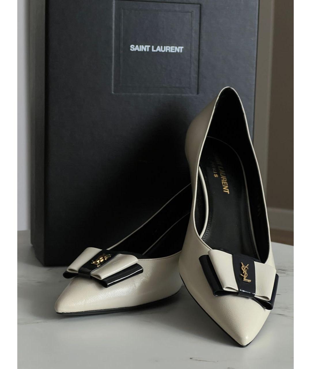 SAINT LAURENT Бежевые кожаные туфли, фото 6
