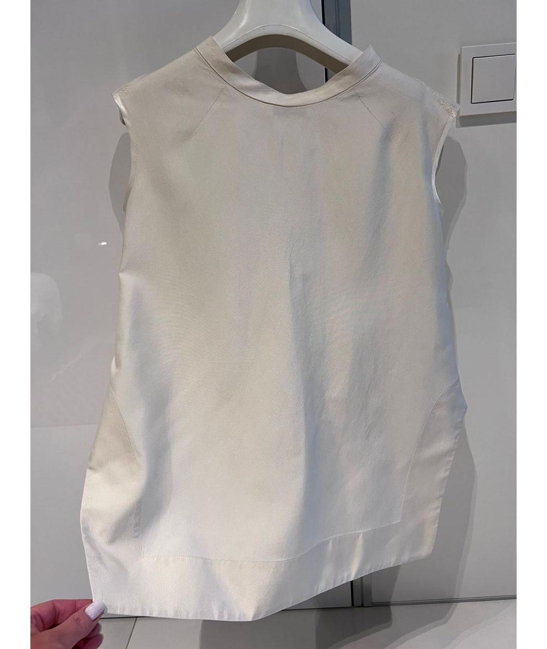 JIL SANDER Белая шелковая майка, фото 2