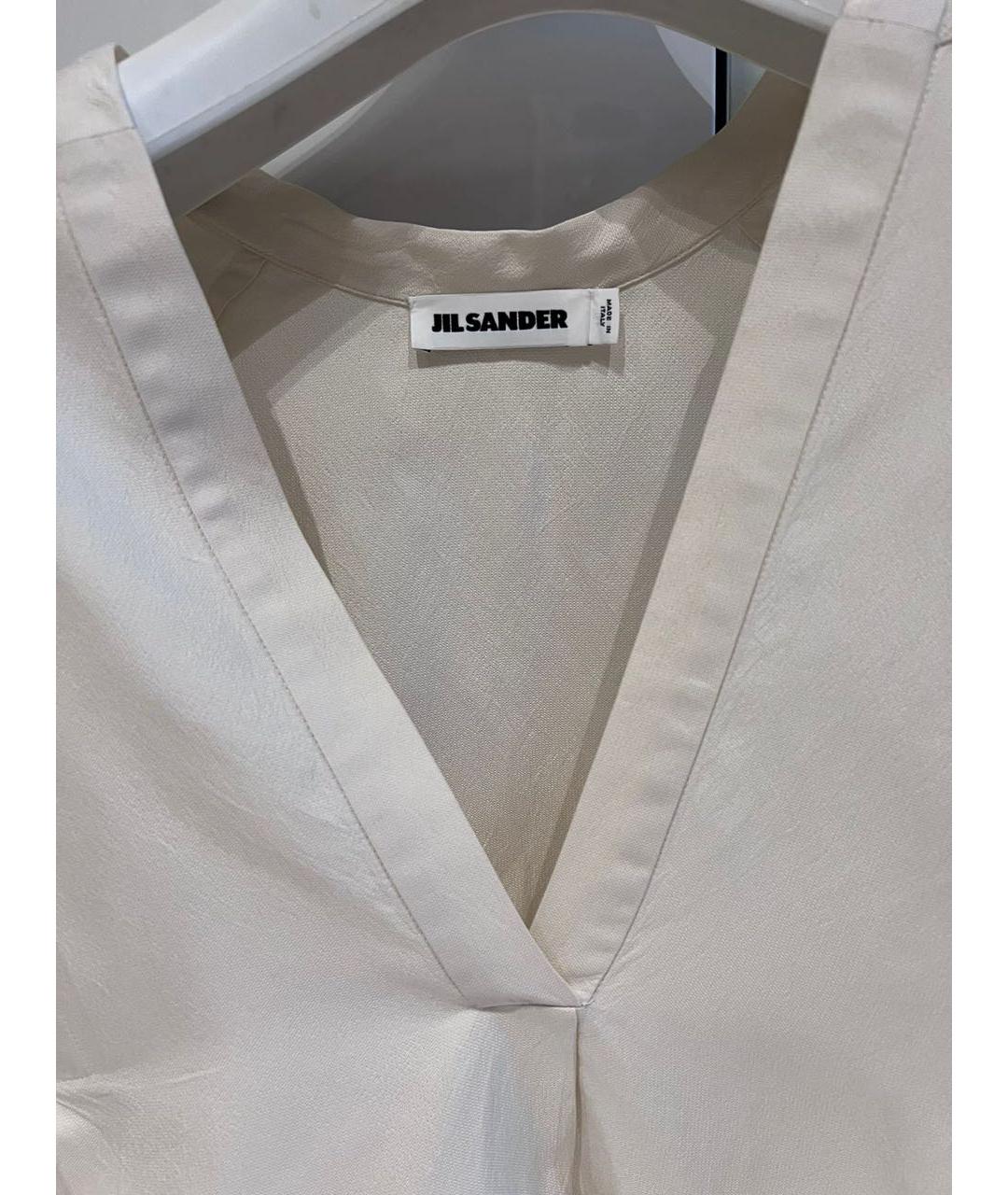JIL SANDER Белая шелковая майка, фото 3