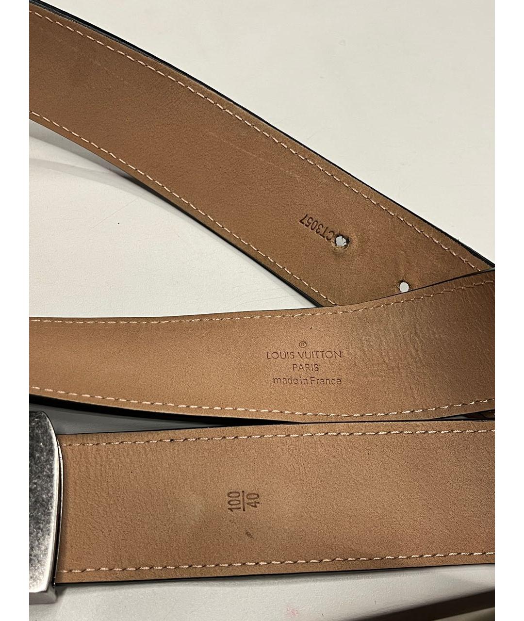 LOUIS VUITTON Черный кожаный ремень, фото 5