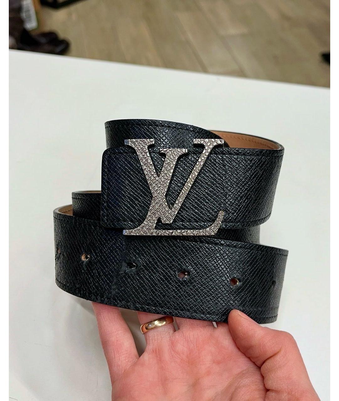 LOUIS VUITTON Черный кожаный ремень, фото 7
