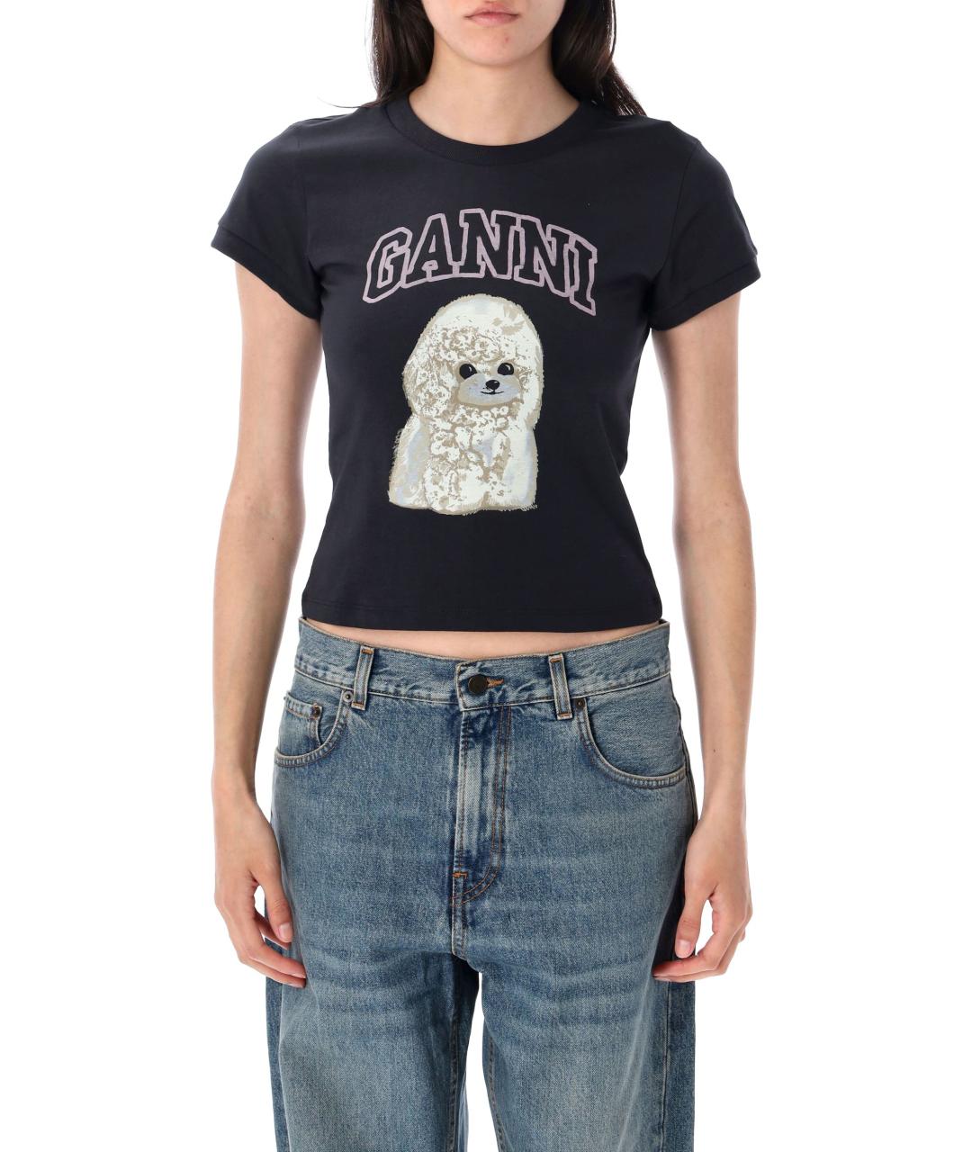 GANNI Мульти хлопковая футболка, фото 2