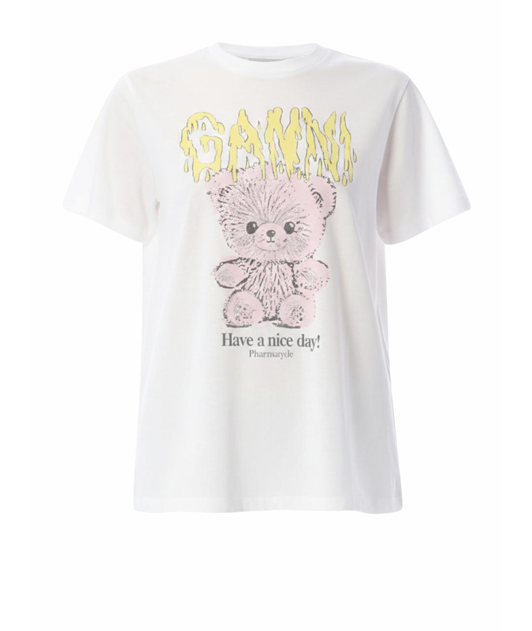 GANNI Белая хлопковая футболка, фото 1