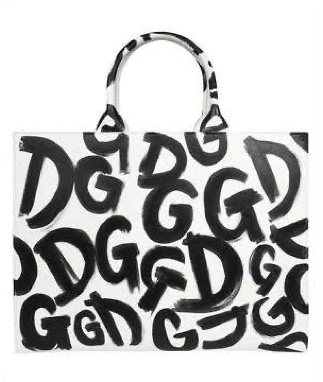 DOLCE&GABBANA Белая кожаная сумка тоут, фото 1