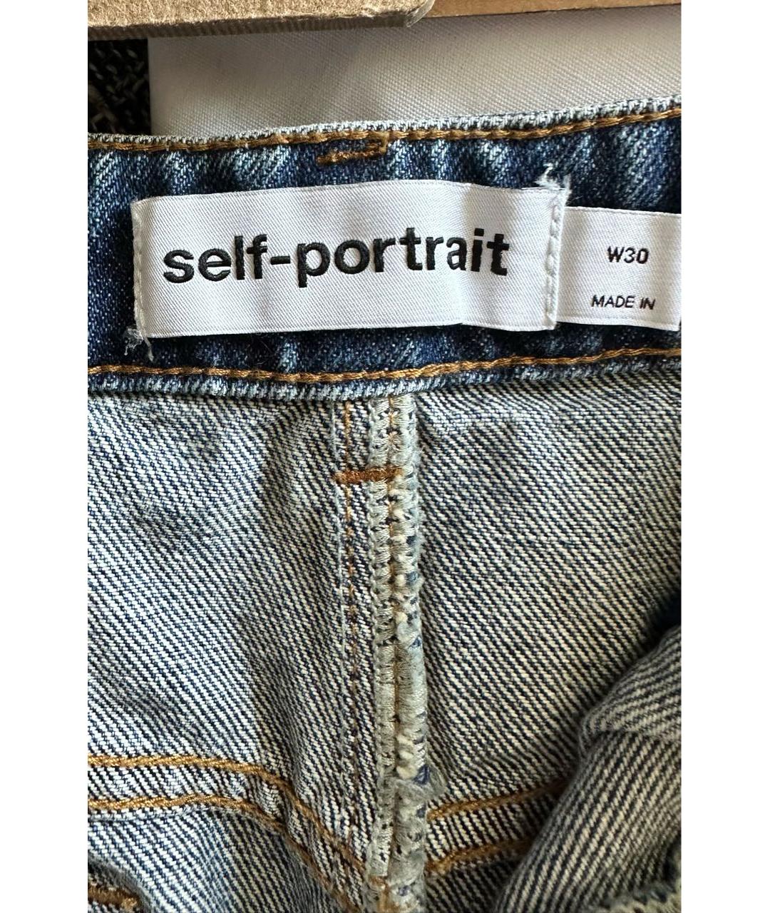 SELF-PORTRAIT Темно-синие деним шорты, фото 3