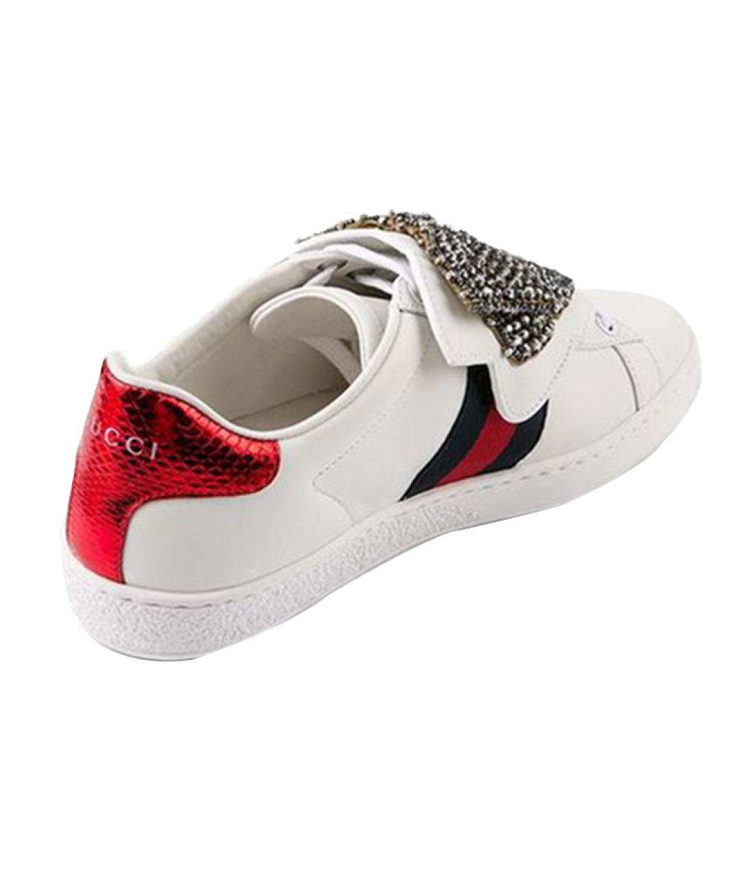 GUCCI Белые кожаные кеды, фото 5