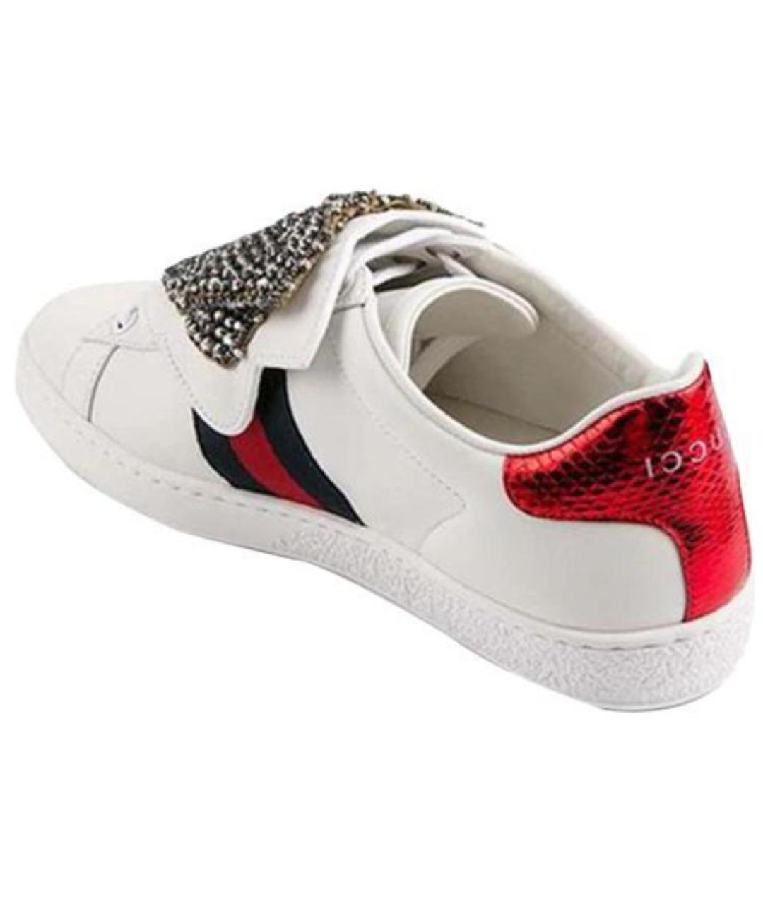 GUCCI Белые кожаные кеды, фото 4