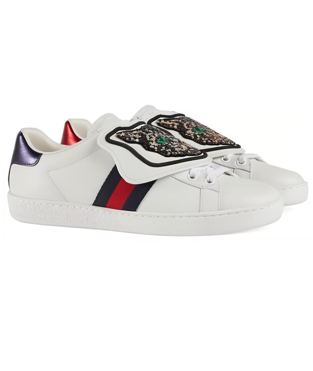 GUCCI Белые кожаные кеды, фото 3