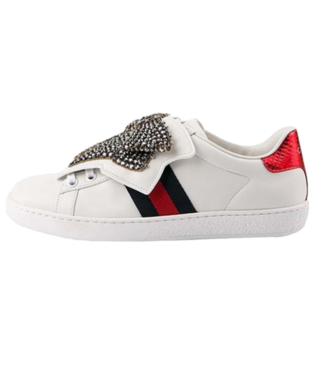 GUCCI Белые кожаные кеды, фото 2
