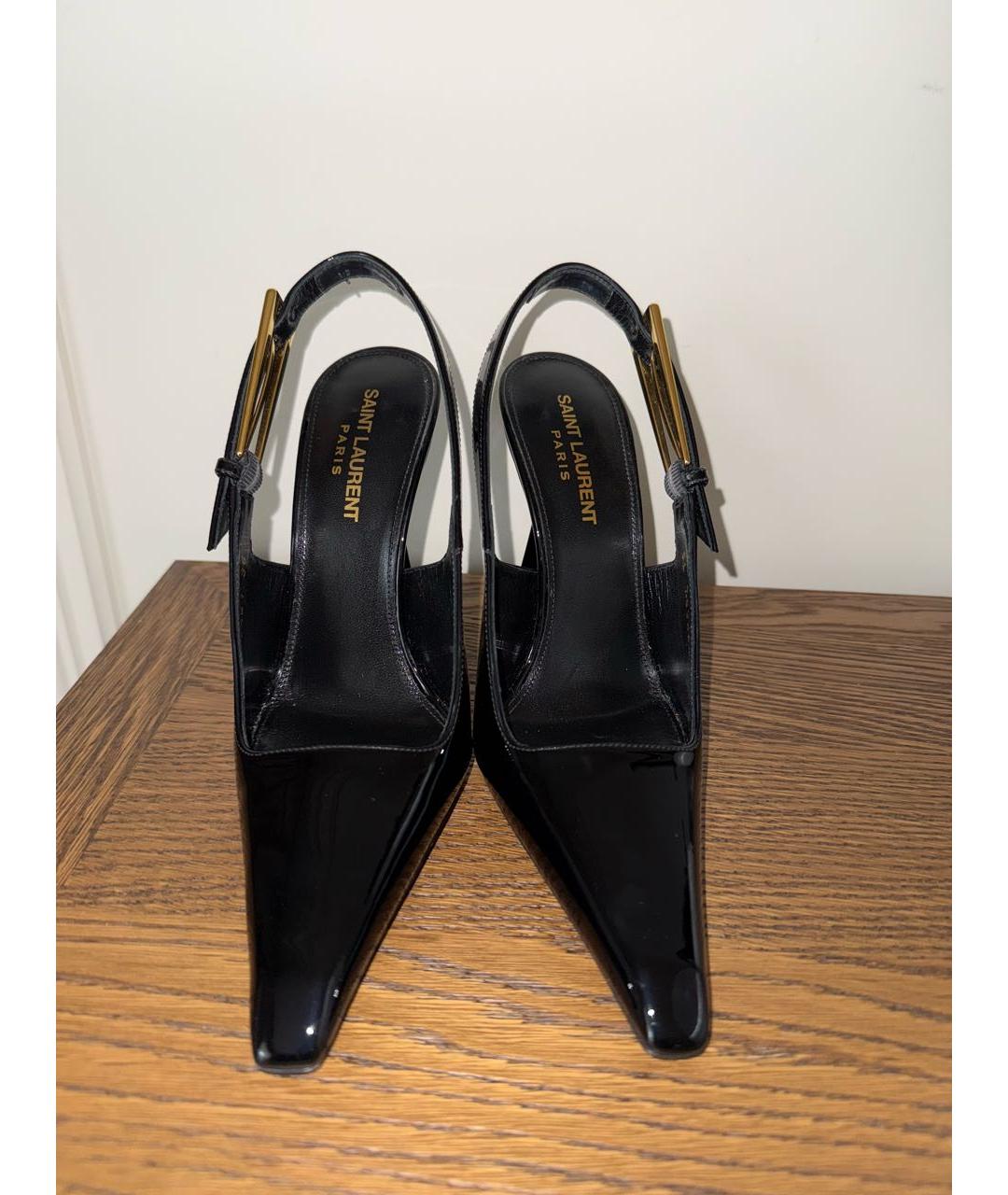 SAINT LAURENT Черные кожаные туфли, фото 2