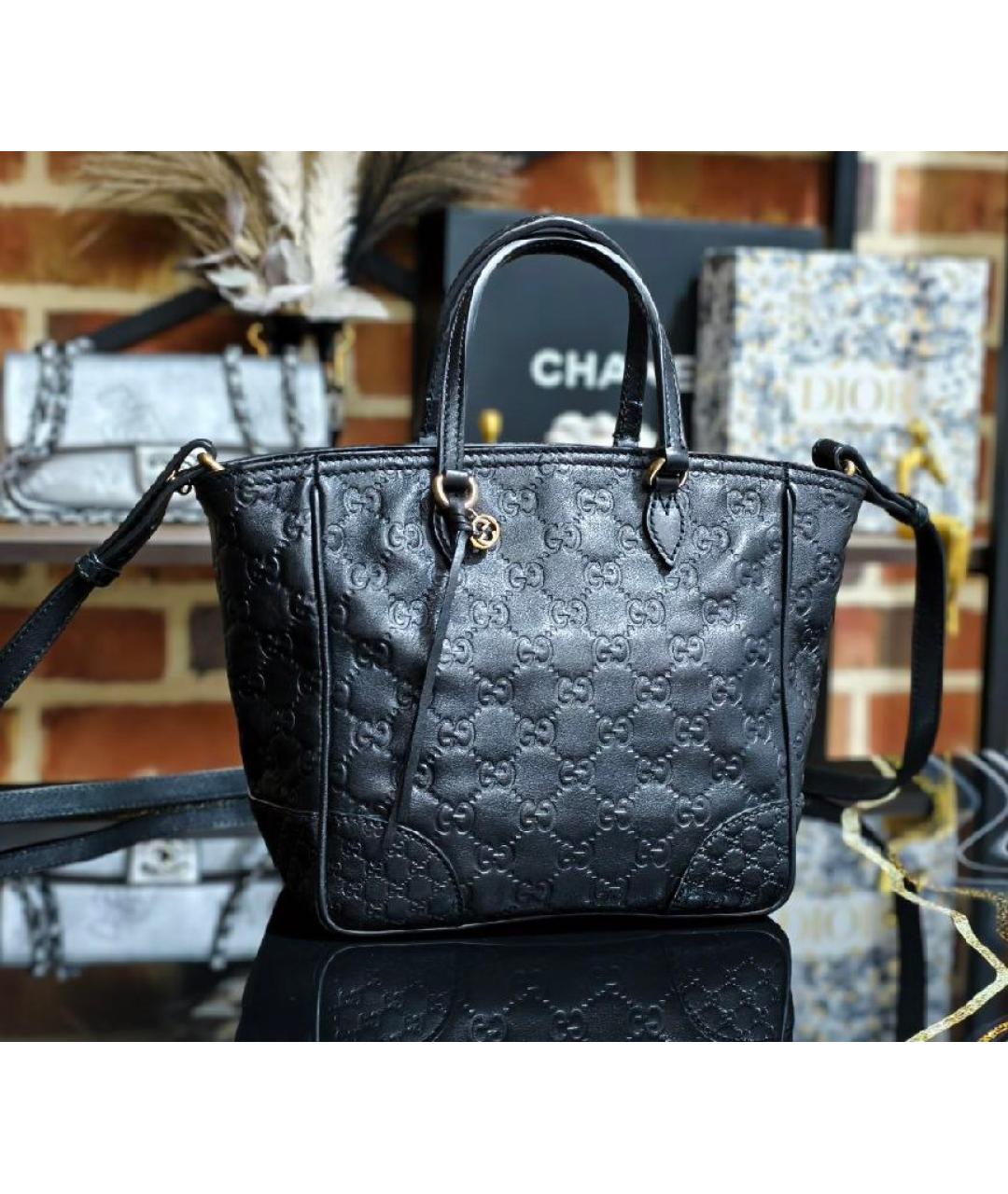 GUCCI Черная кожаная сумка с короткими ручками, фото 2