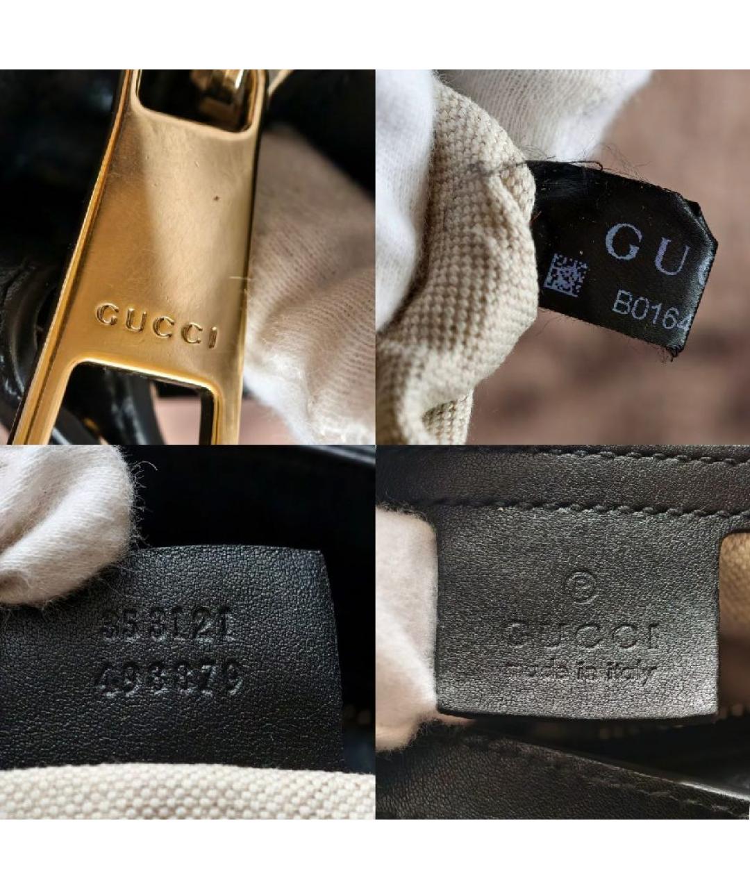 GUCCI Черная кожаная сумка с короткими ручками, фото 4