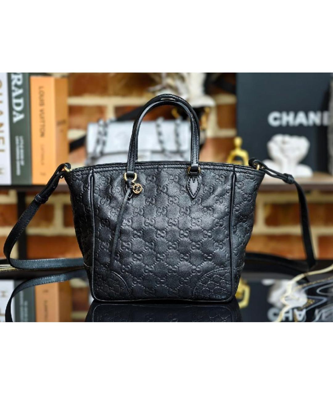 GUCCI Черная кожаная сумка с короткими ручками, фото 9