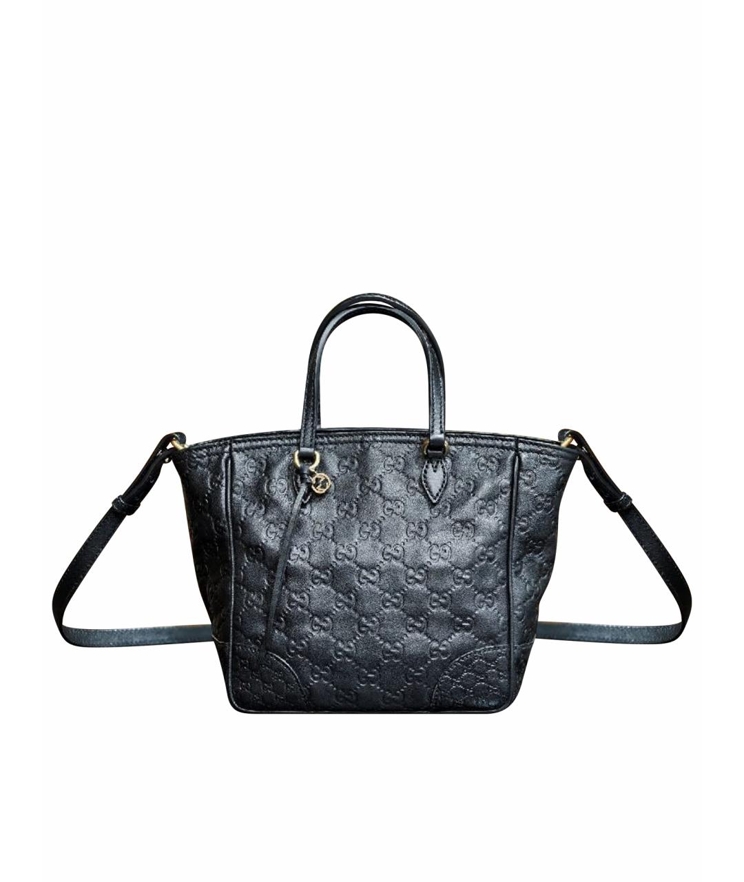 GUCCI Черная кожаная сумка с короткими ручками, фото 1