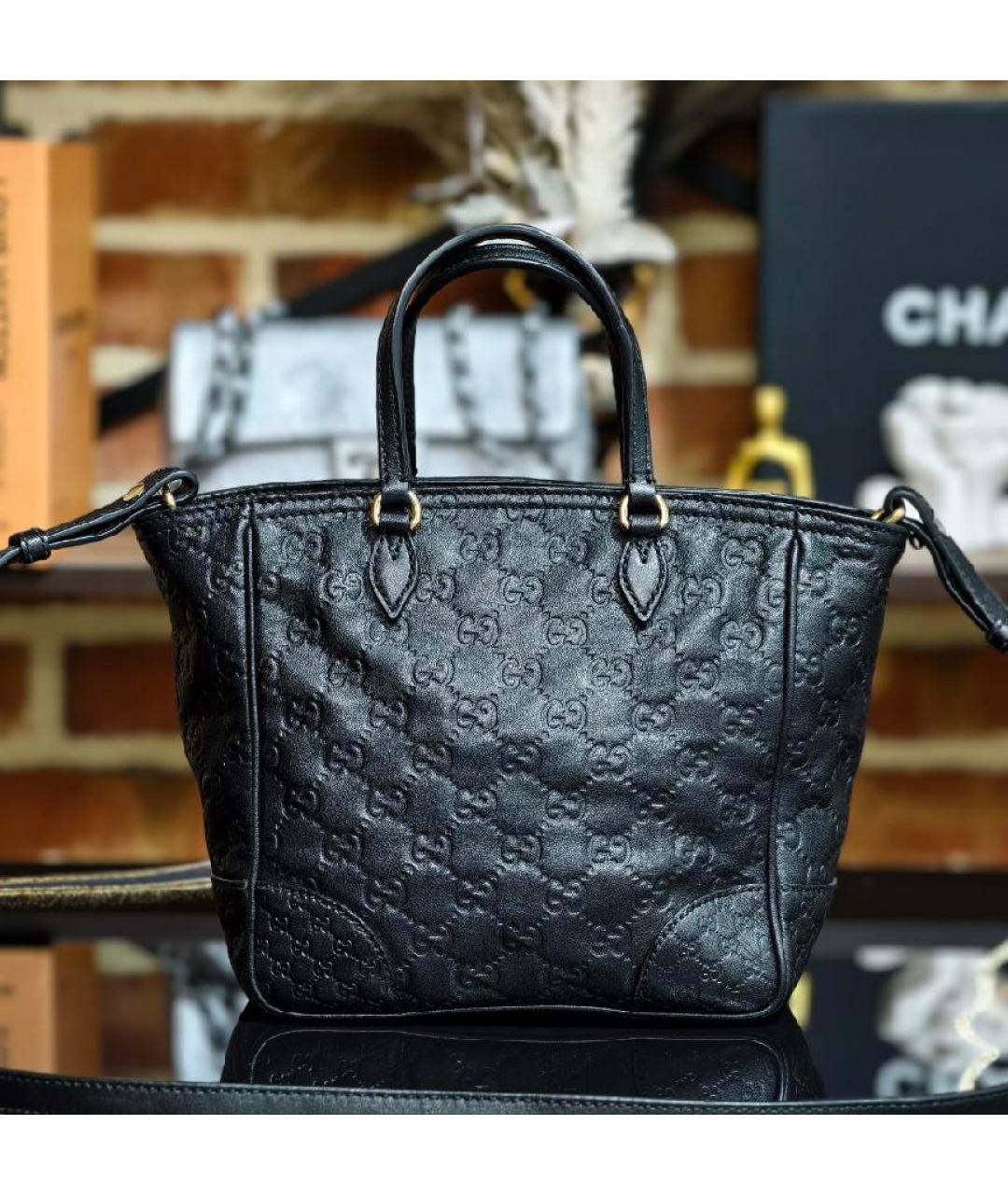 GUCCI Черная кожаная сумка с короткими ручками, фото 3
