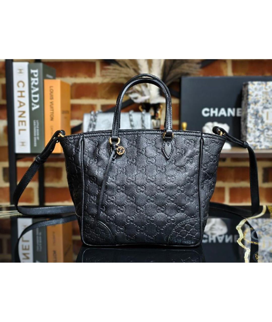 GUCCI Черная кожаная сумка с короткими ручками, фото 8