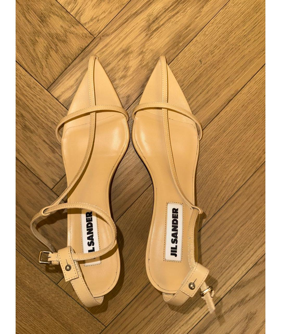 JIL SANDER Бежевые кожаные босоножки, фото 3