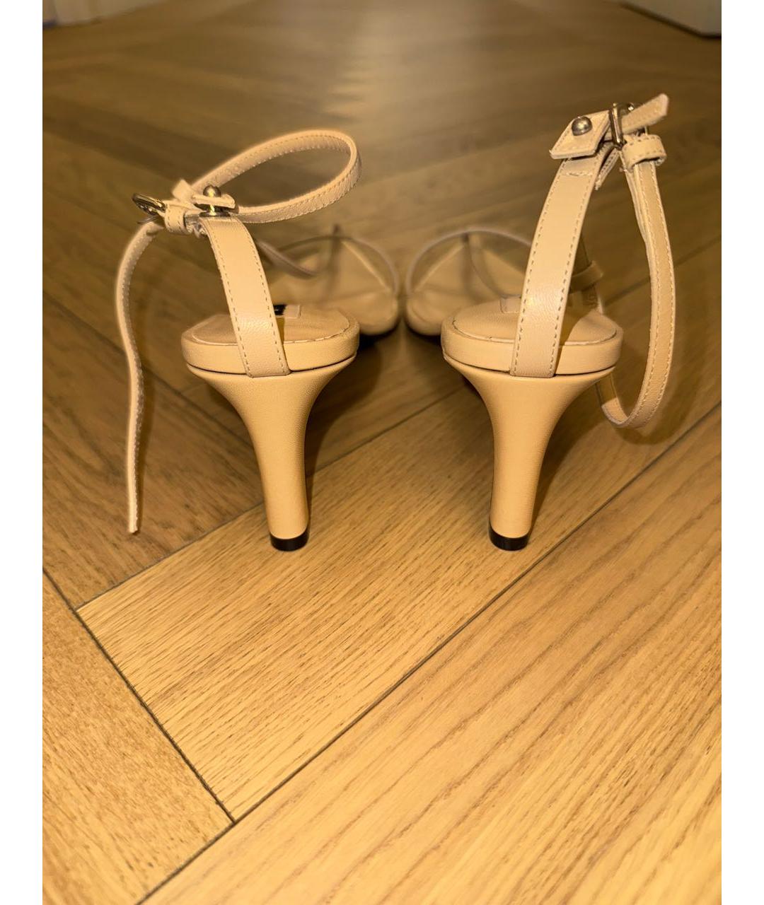 JIL SANDER Бежевые кожаные босоножки, фото 4