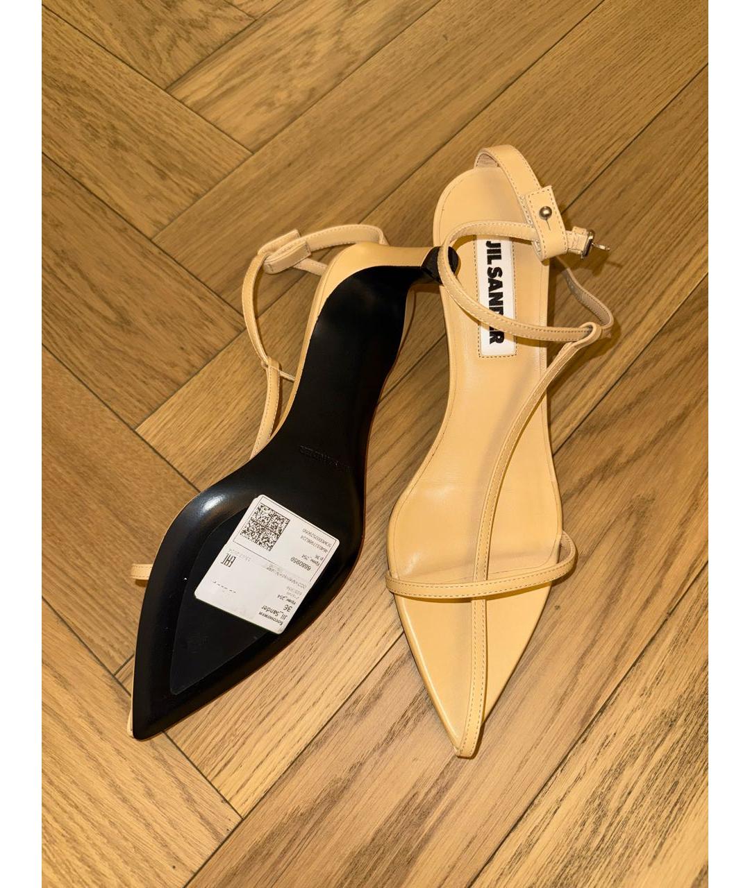 JIL SANDER Бежевые кожаные босоножки, фото 6